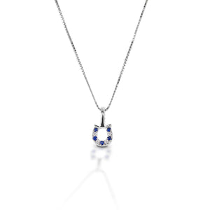 Kelly Herd blue and clear horseshoe necklace- Sterling Silver