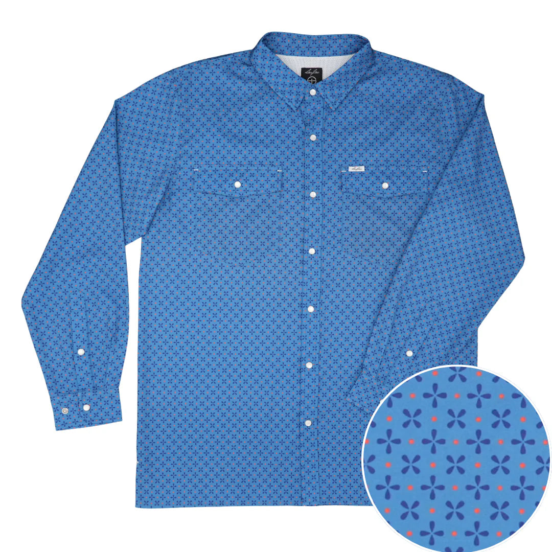 San Jac Men's Long Sleeve Blue Daisy