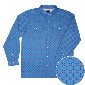San Jac Men's Long Sleeve Blue Daisy