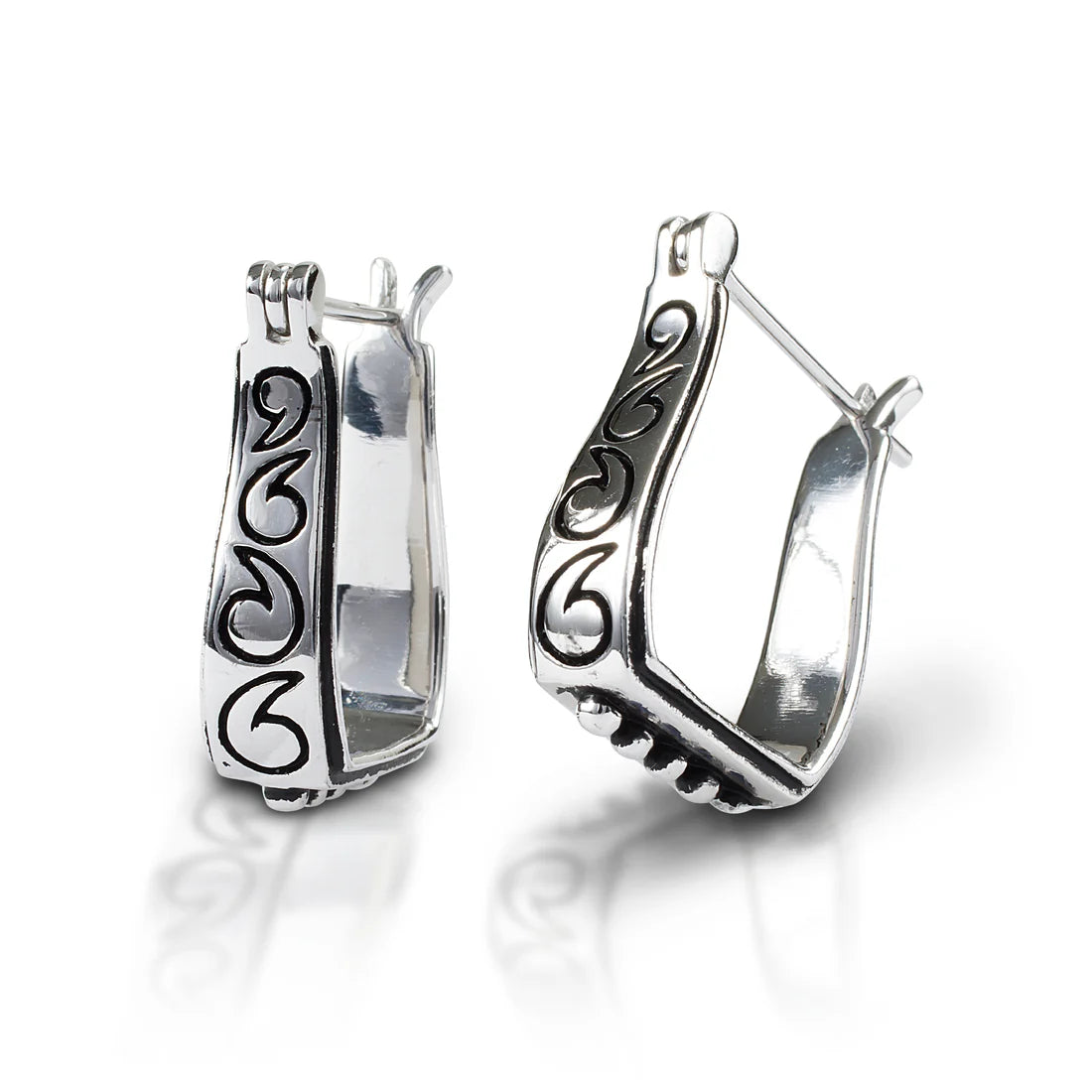 Kelly Herd engraved stirrup earring- Sterling Silver