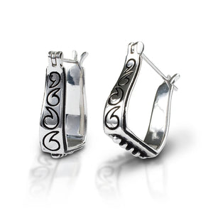 Kelly Herd engraved stirrup earring- Sterling Silver