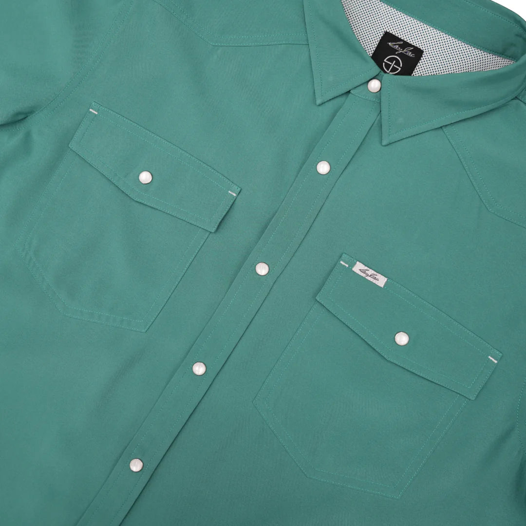 San Jac Men's Long Sleeve Teal Pearl Snap Shirt