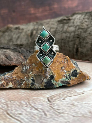 Handmade Sterling Silver Kingman Turquoise Adjustable Ring