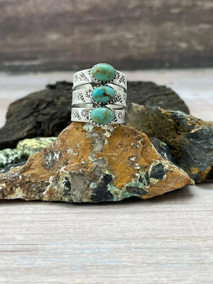 Handmade Sterling Silver Kingman Turquoise Adjustable Ring
