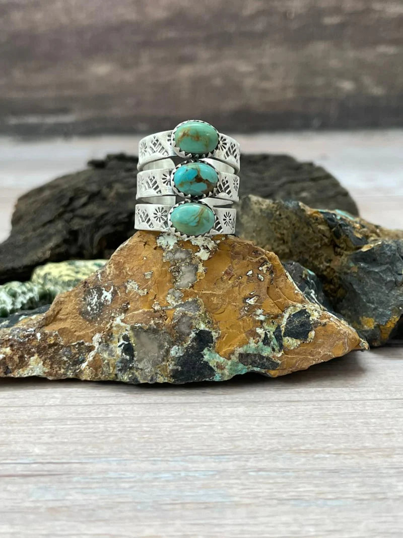 Handmade Sterling Silver Kingman Turquoise Adjustable Ring