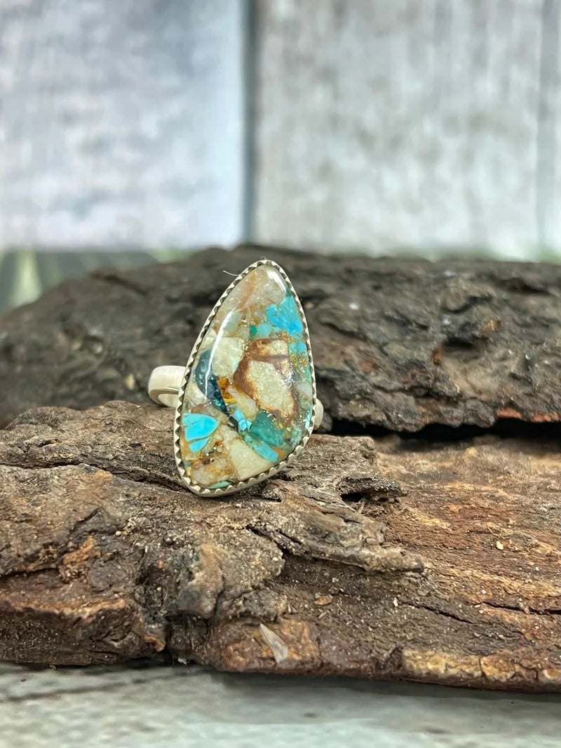 Handmade Sterling Silver Royston Turquoise Adjustable Ring