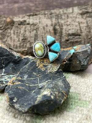 Handmade Sterling Silver Palomino with White Water Adjustable Ring