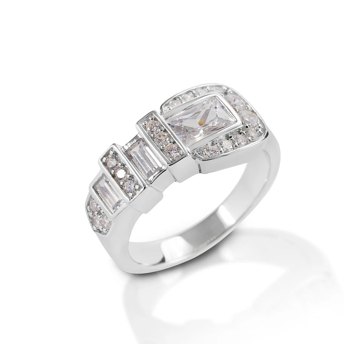 Kelly Herd clear ranger style buckle ring- Sterling Silver