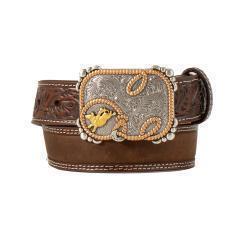 YB1 1/4 Floral Billet Crazy Horse Inlay BR 4202