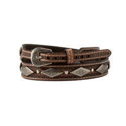 Thick Brown With Silver Diamond Accent Hat Band