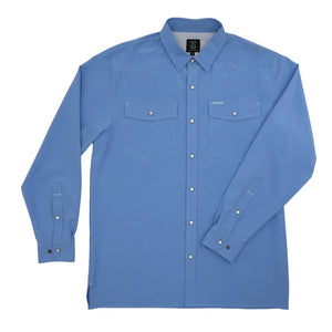San Jac Men's Long Sleeve Sky Blue Pearl Snap Shirt