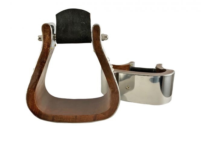 8125:Showman Stainless Steel bound wood stirrups with 3
