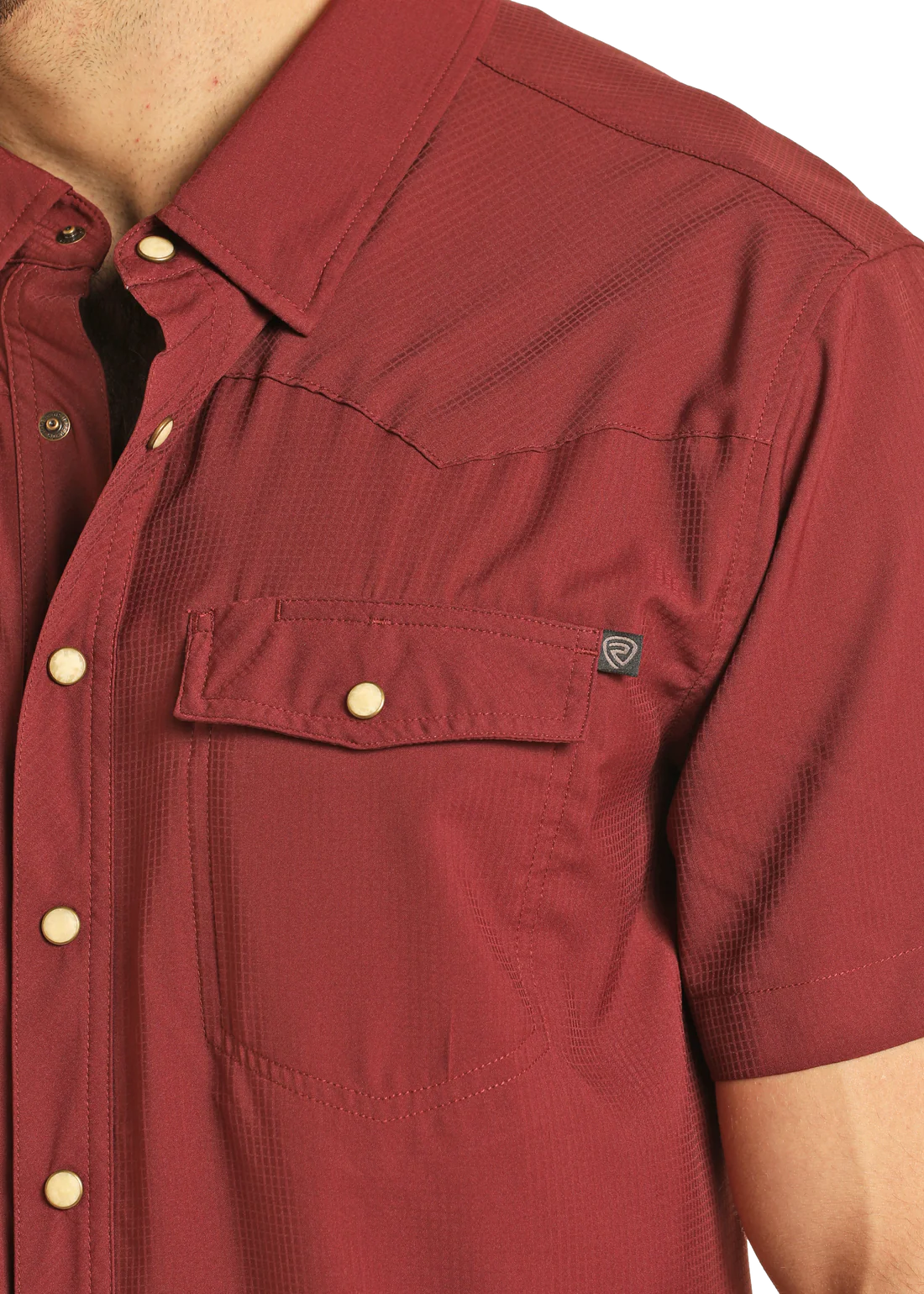 Men's Maroon Tek Rip Stop Double Pocket Snap Shirt