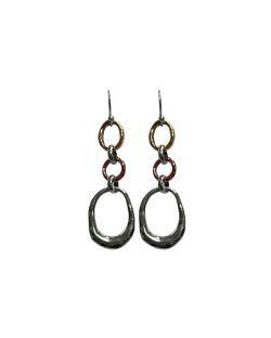 Gold, Copper & Silver 3 ring Earrings