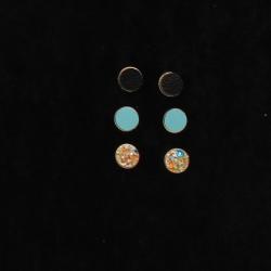 3pc Black, Turquoise, Glitter Earrings