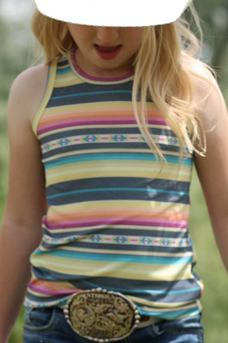 Girls Striped Multi Color Tank-7003
