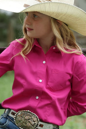 Girls Long Sleeve Pink Button up-0003