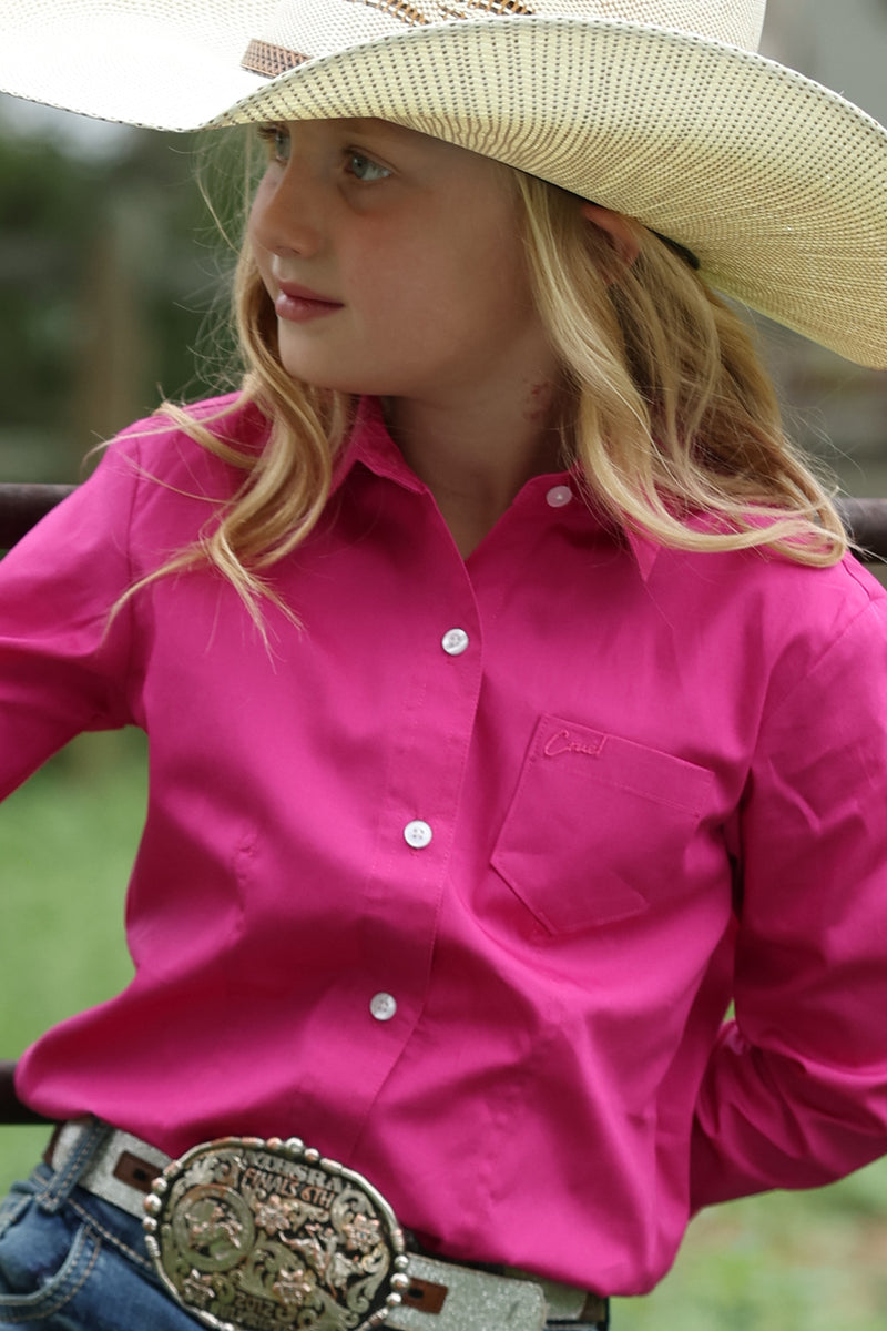 Girls Long Sleeve Pink Button up-0003