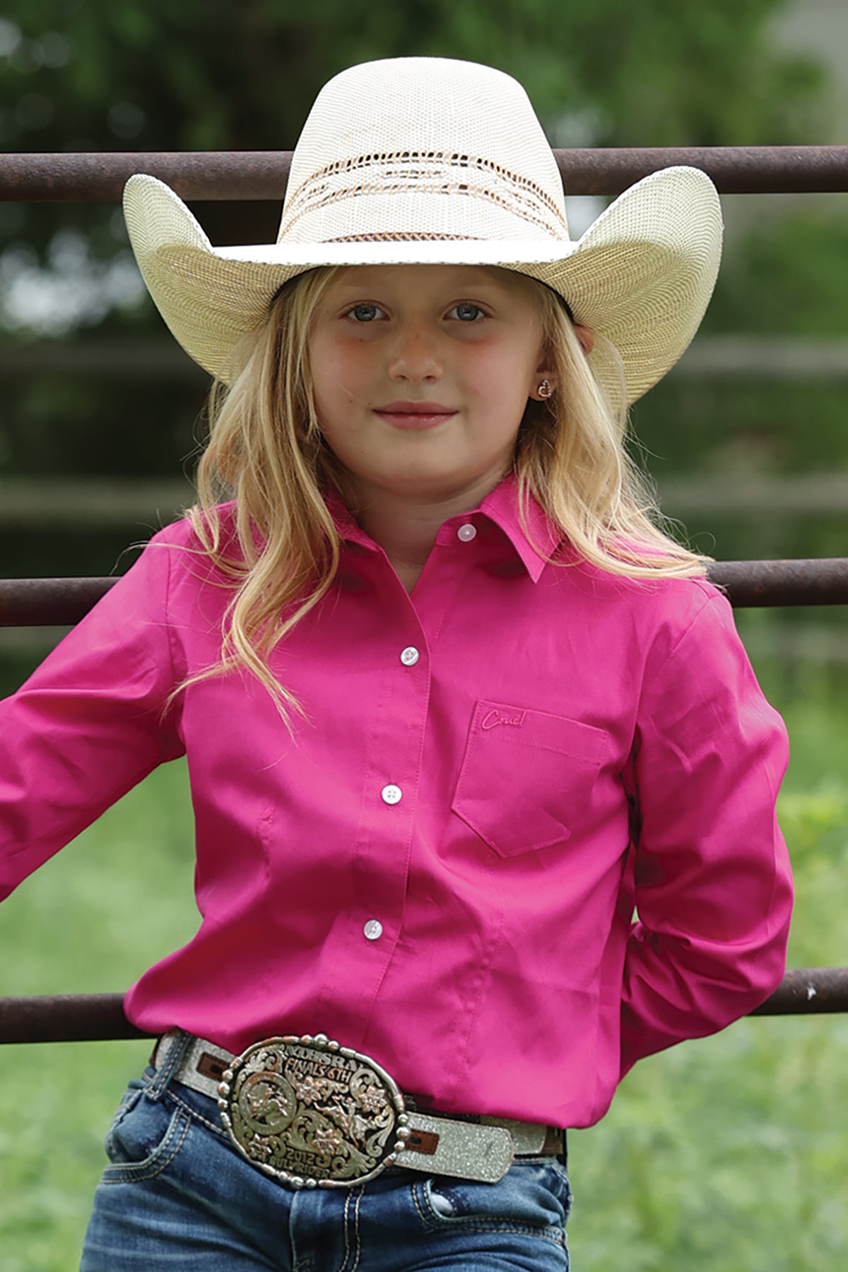 Girls Long Sleeve Pink Button up-0003