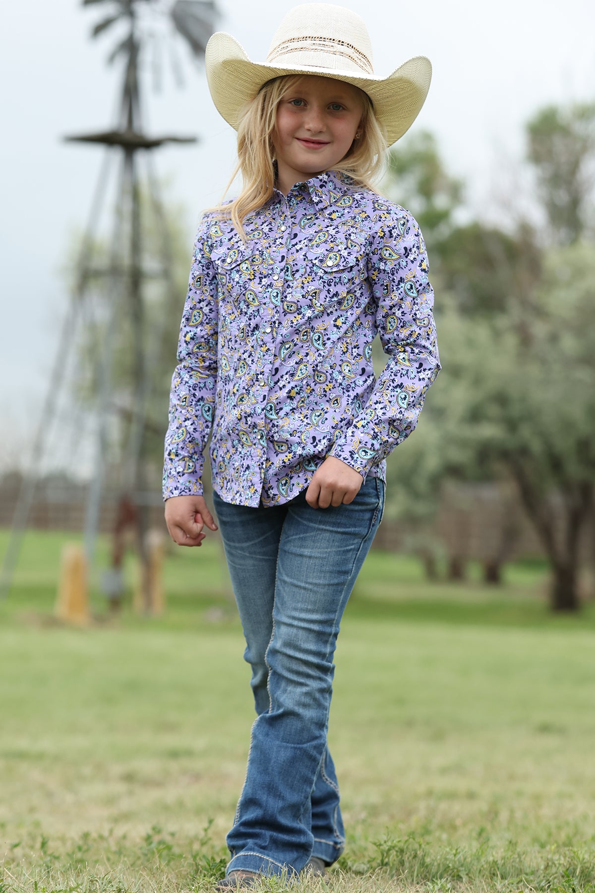 Girl's Cruel Girl Long Sleeve Lilac Button Up
