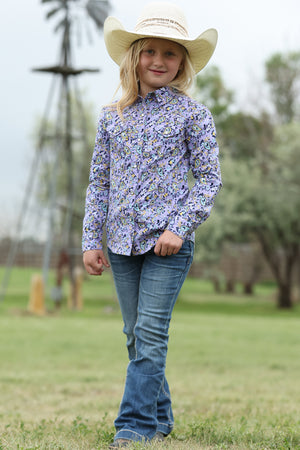Girl's Cruel Girl Long Sleeve Lilac Button Up