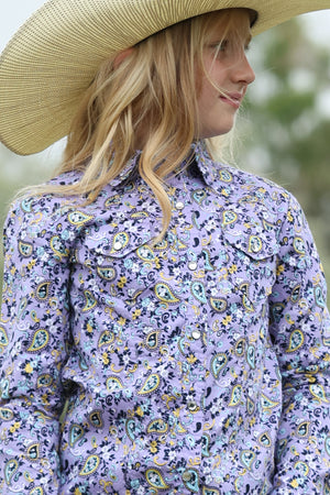Girl's Cruel Girl Long Sleeve Lilac Button Up