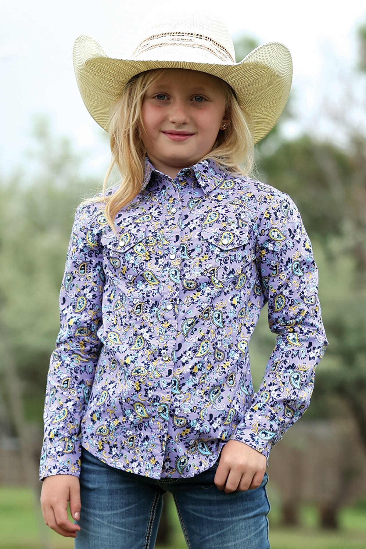 Girl's Cruel Girl Long Sleeve Lilac Button Up