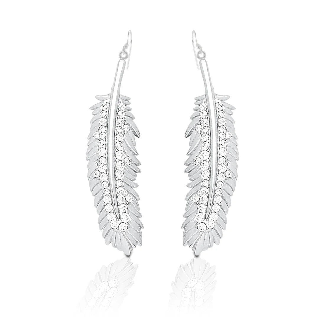Kelly Herd shimmering feather dangle earrings- Sterling Silver