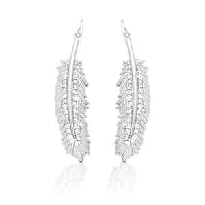 Kelly Herd shimmering feather dangle earrings- Sterling Silver