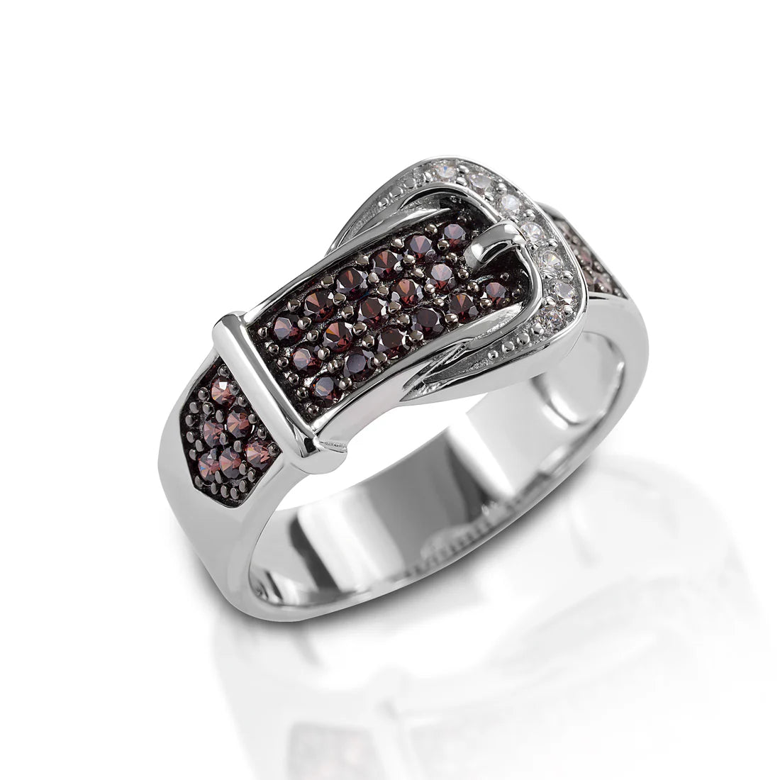 Kelly Herd cognac buckle ring- Sterling Silver