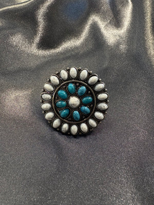 White/Turquoise Round Slider
