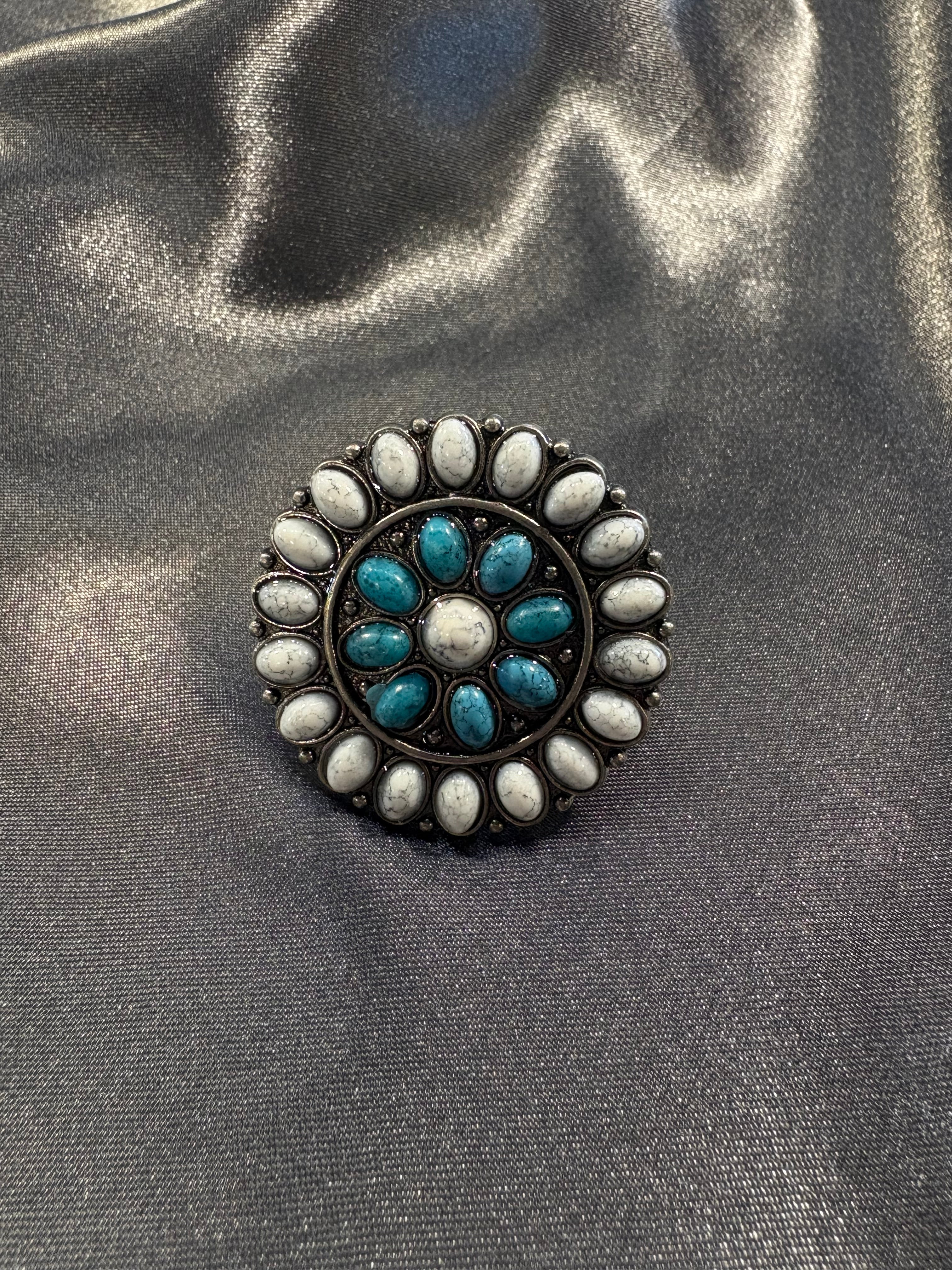 White/Turquoise Round Slider