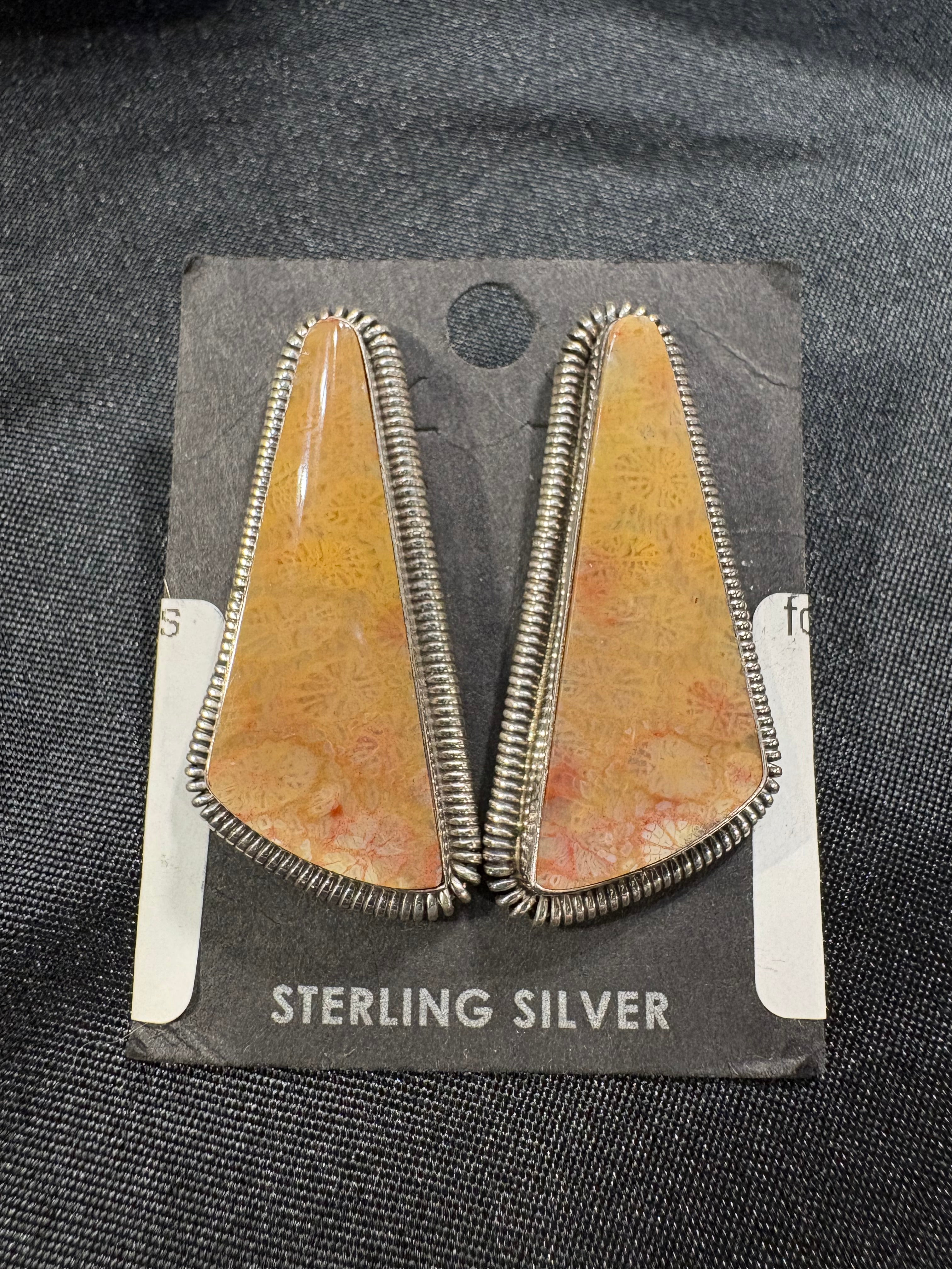 fossilized Coral Post Earrings