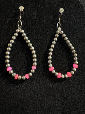 4 mm teardrop earrings - pink Opal