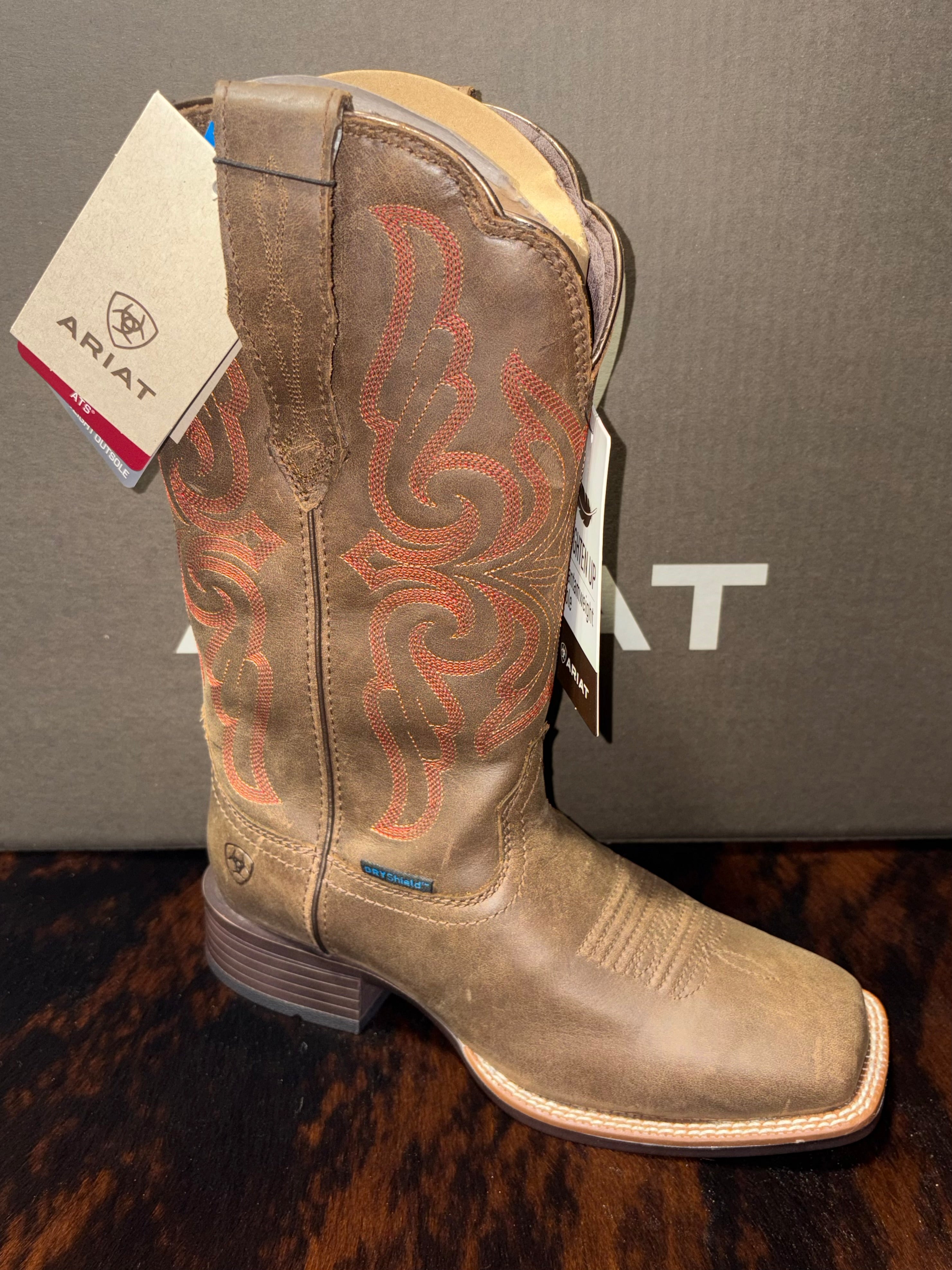 Ariat WMS Primera Waterproof Wide Square Toe Western Boot PEBBLE