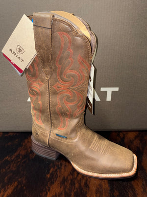 Ariat WMS Primera Waterproof Wide Square Toe Western Boot PEBBLE