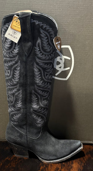 Ariat WMS Laramie X Toe Western Boot DISTRESSED BLACK SUEDE