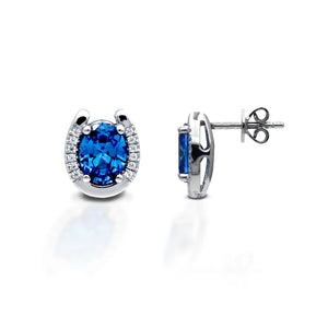 Kelly Herd blue stone horseshoe earring- Sterling Silver