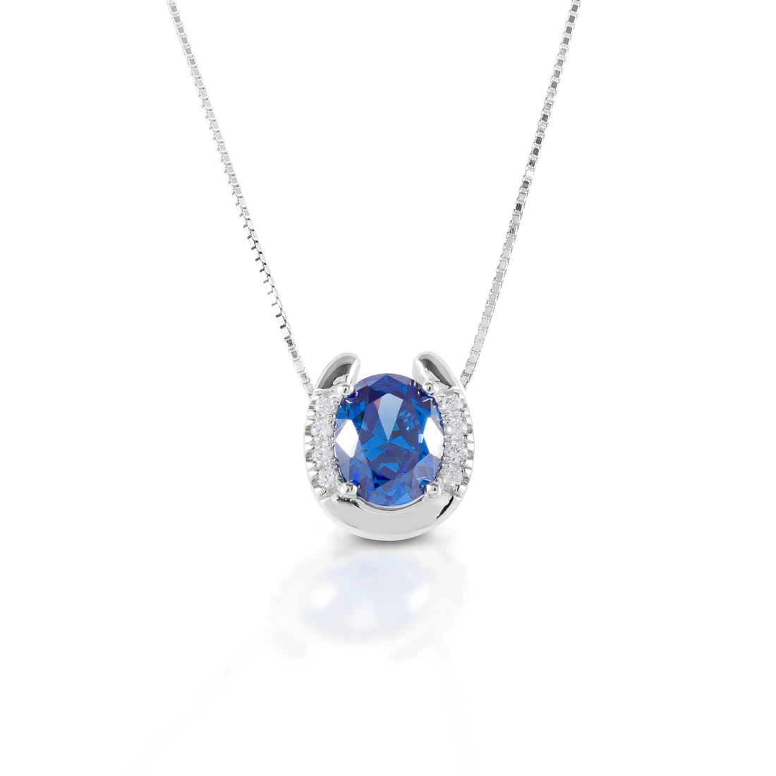 Kelly Herd blue stone horseshoe necklace- Sterling Silver