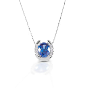 Kelly Herd blue stone horseshoe necklace- Sterling Silver