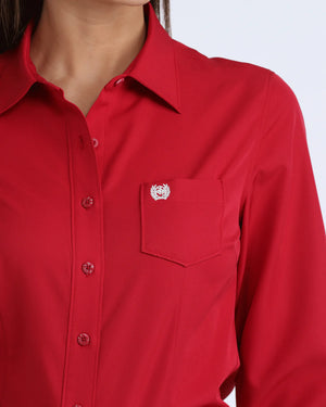 Women's Long Sleeve Arena Flex Solid Pink-4269