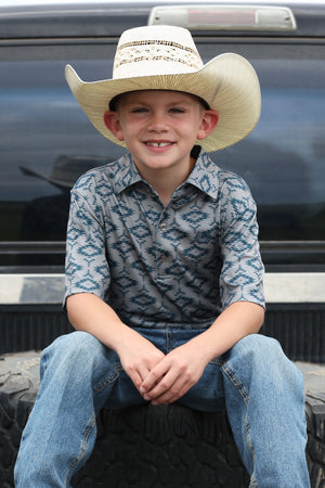 Boys Cinch Short Sleeve Gray Polo