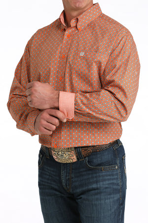 Mens Long Sleeve Orange Print -6057