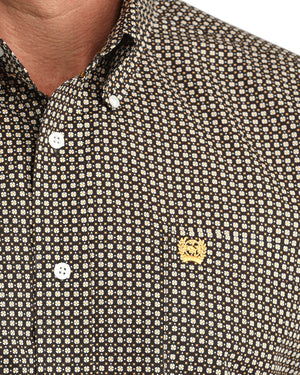 Men's Long Sleeve Brown Print-6066