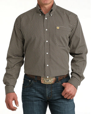 Men's Long Sleeve Brown Print-6066