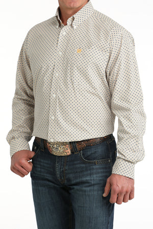 Mens Long Sleeve White Print- 6069