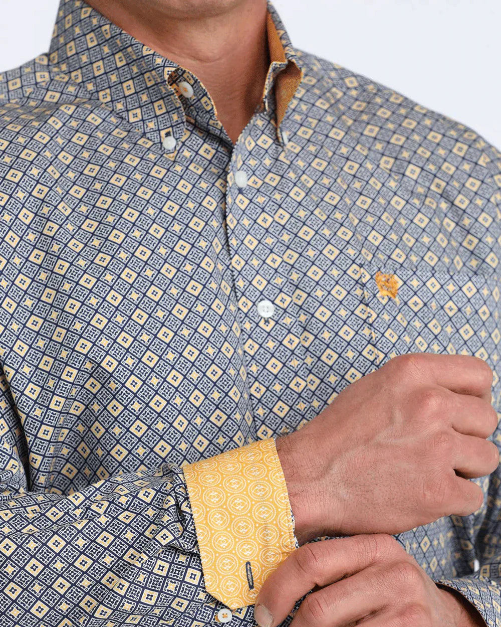 Men's Long Sleeve Royal Blue Print-6073