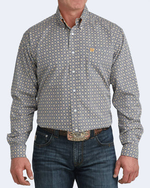 Men's Long Sleeve Royal Blue Print-6073