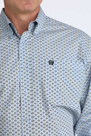 Mens Long Sleeve LtBlu Print -6076