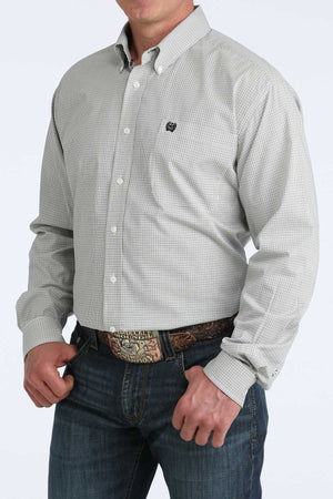 Mens Long Sleeve White Plaid -6081